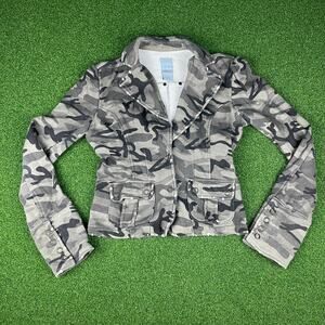 Vintage BB's Closet Camouflage Army Snap Up Utility Crop Jacket Sz M
